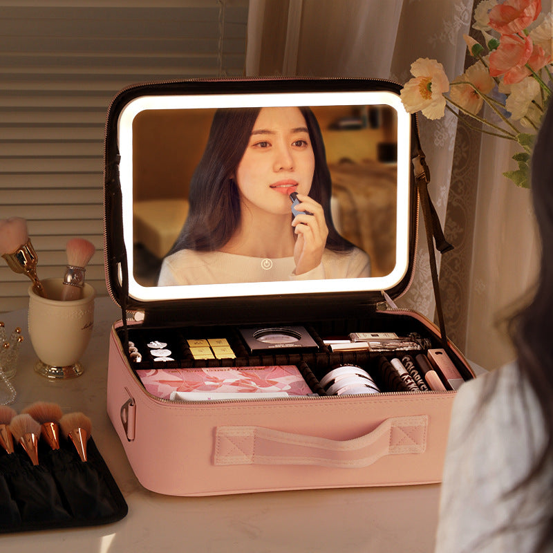 🤗COSMETIQUERA CON ESPEJO LED👜