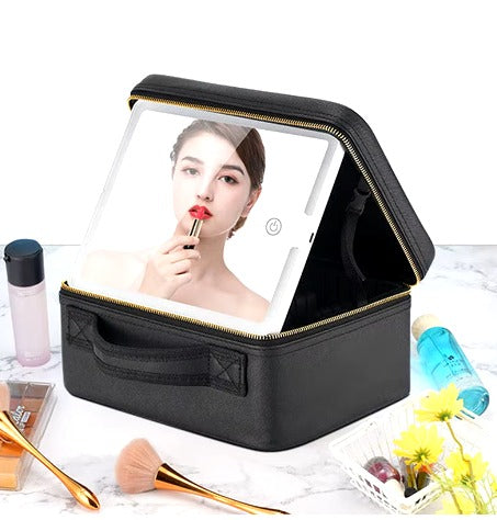 🤗COSMETIQUERA CON ESPEJO LED👜