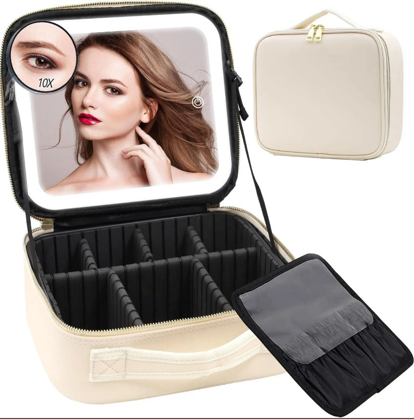 🤗COSMETIQUERA CON ESPEJO LED👜